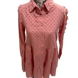 ANTONIO MELANI Pink Eyelet Midi Dress